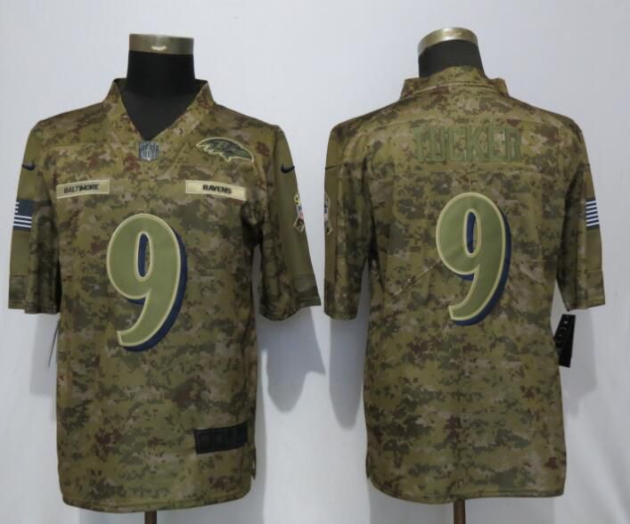 Men Baltimore Ravens #9 Tucker Nike Camo Salute to Service Limited NFL Jerseys